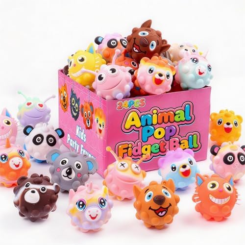 3D animal pop balls, 24 pack