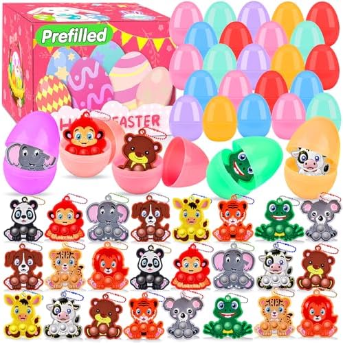Easter eggs with animal pop fidgets, 24 pack