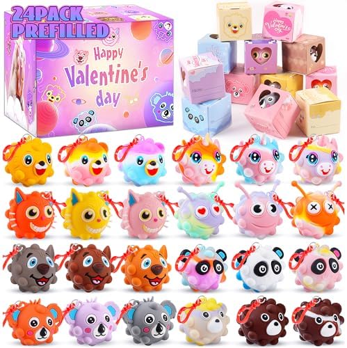 Prefilled Valentine boxes with pop balls, 24 pack